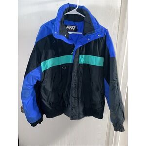 Men's Vintage RA Sports Winter Ski‎ Snow Jacket Black Blue Green